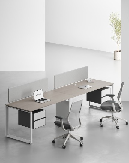 Ace Series Cluster of 2 Single Line Workstation Ash Grey W