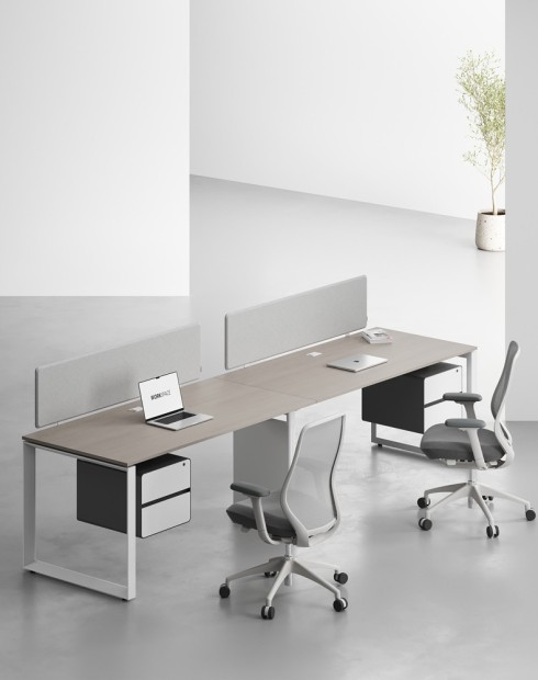 Ace Series Cluster of 2 Single Line Workstation Ash Grey W