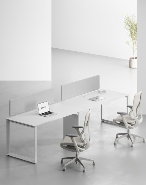 Ace Series Cluster of 2 Single Line Workstation White W