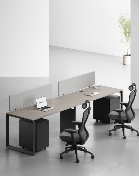 Ace Series Cluster of 2 Single Line Workstation Ash Grey B
