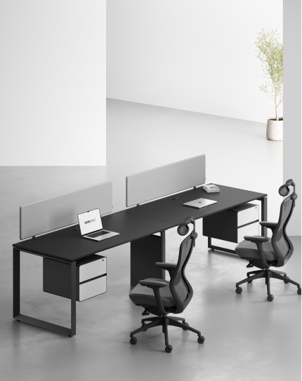 Ace Series Cluster of 2 Single Line Workstation Black B