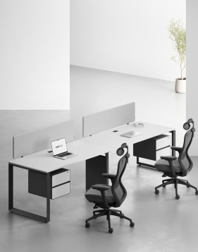 Ace Series Cluster of 2 Single Line Workstation White W 2