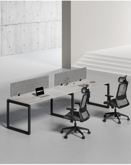 Ace Series Cluster of 2 Single Line Workstation Concrete B