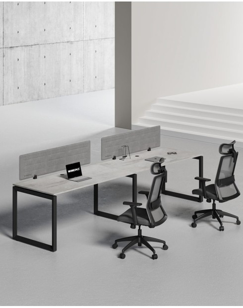 Ace Series Cluster of 2 Single Line Workstation Concrete B