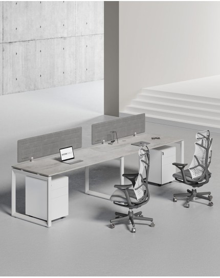 Ace Series Cluster of 2 Single Line Workstation Concrete W