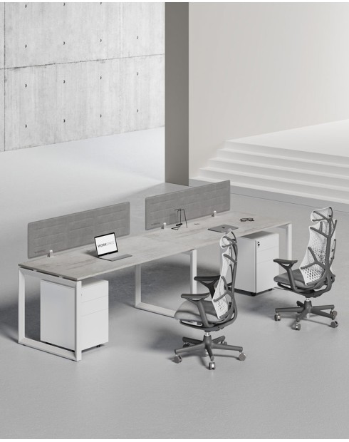 Ace Series Cluster of 2 Single Line Workstation Concrete W