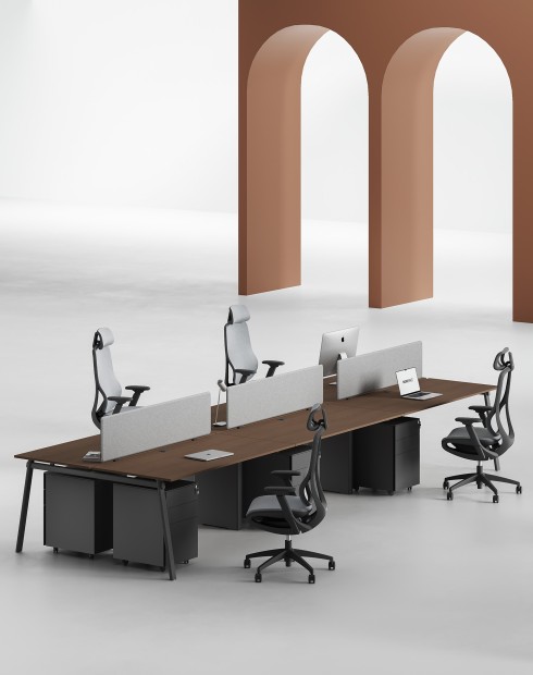 AVA Series Cluster of 6x Face to Face Workstation Desk Alpine B