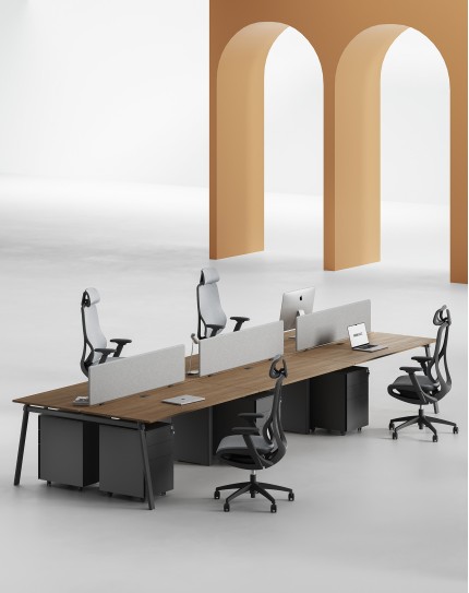 AVA Series Cluster of 6x Face to Face Workstation Desk Amber B