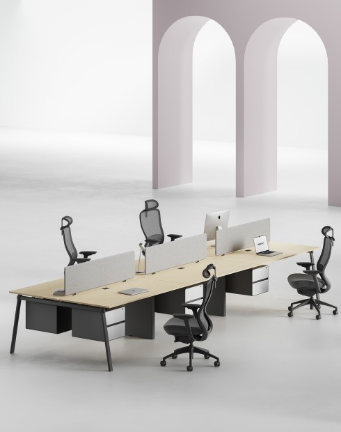 AVA Series Cluster of 6x Face to Face Workstation Desk Artisan B