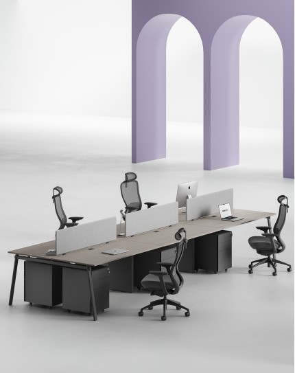 AVA Series Cluster of 6x Face to Face Workstation Desk Ash Grey B