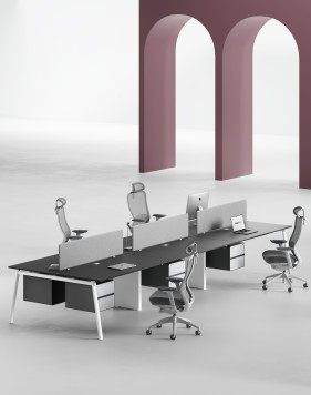 AVA Series Cluster of 6x Face to Face Workstation Desk Black W