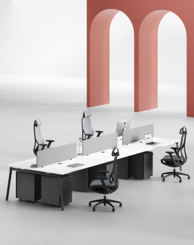 AVA Series Cluster of 6x Face to Face Workstation Desk Black W 2