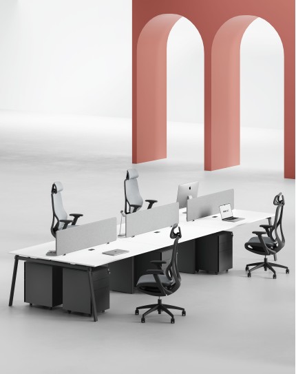 AVA Series Cluster of 6x Face to Face Workstation Desk White B