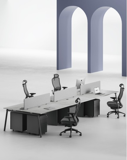 AVA Series Cluster of 6x Face to Face Workstation Desk Urban Concrete B