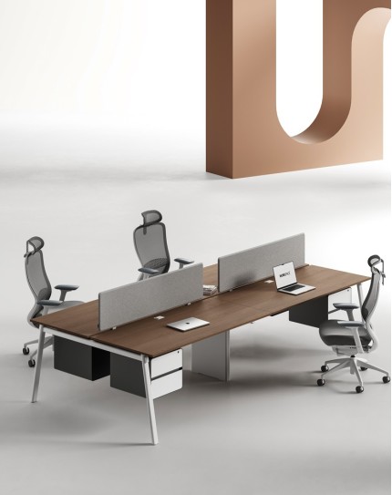 AVA Series Cluster of 4 Face to Face Workstation Alpine W