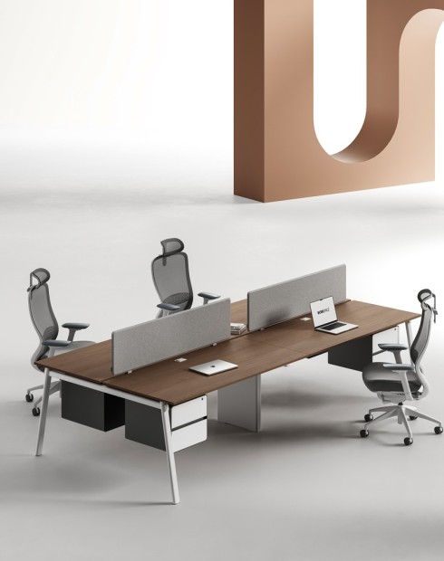 AVA Series Cluster of 4 Face to Face Workstation Alpine W