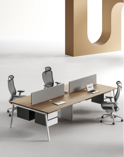 AVA Series Cluster of 4 Face to Face Workstation Amber W