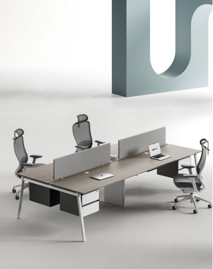 AVA Series Cluster of 4 Face to Face Workstation Ash Grey W