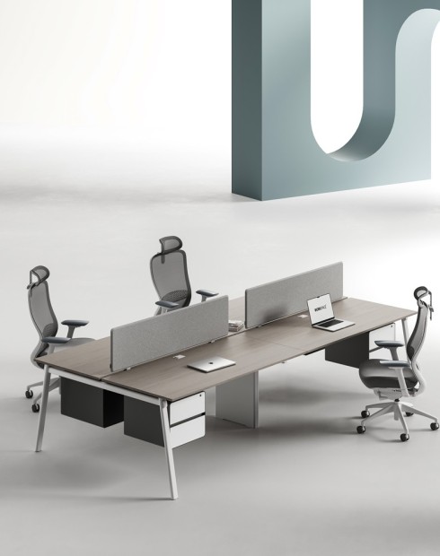 AVA Series Cluster of 4 Face to Face Workstation Ash Grey W