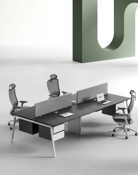 AVA Series Cluster of 4 Face to Face Workstation White W 2