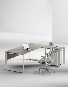 Ace Series L-Shape Executive Desk Ash Grey W