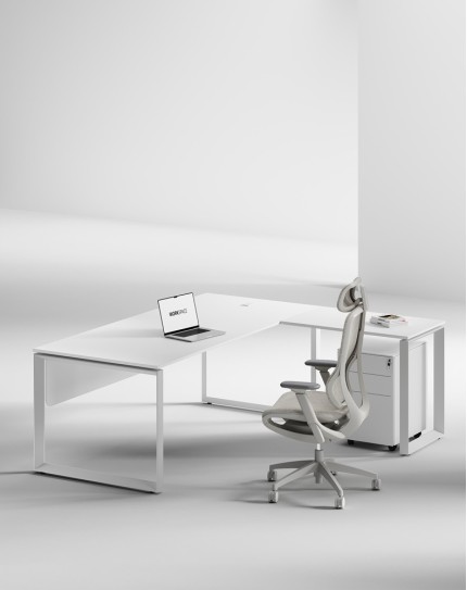Ace Series L-Shape Executive Desk White W