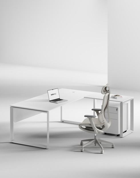 Ace Series L-Shape Executive Desk White W