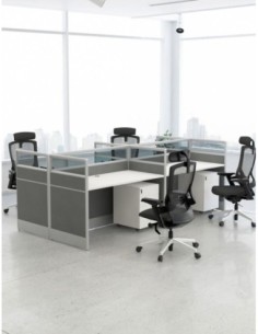Focus Cluster of 4x Face to Face Cubicle Workstation with...