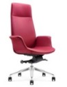 Rossa Leather Rose Red High Back Swivel Chair