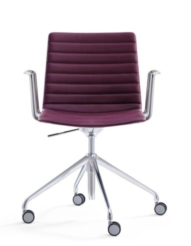 Simon Maroon Polished Aluminium Designer Chair