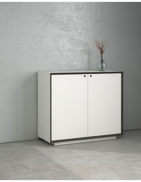 EDGE Series Chamfered Low Height 2 Door White Cabinet